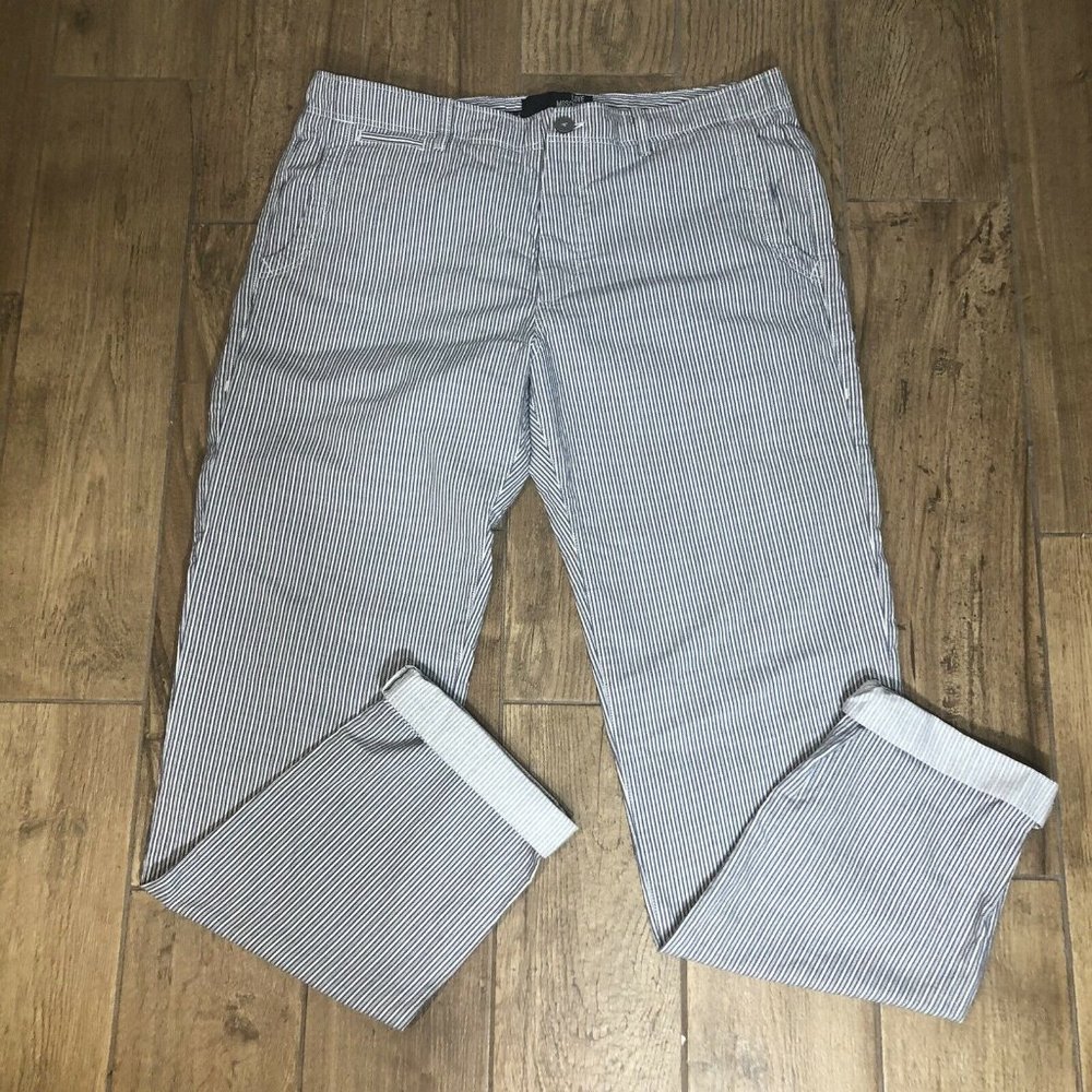Love Moschino Blue White Striped Pants 32 Cotton Casual
